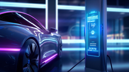 EV charging station for electric car in concept of green energy producedの素材