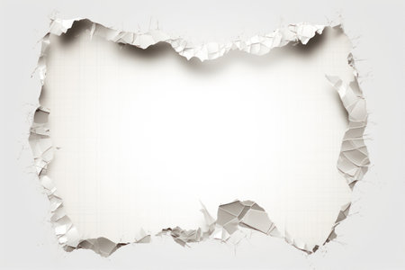 Pieces of torn paper on a white background with space for textの素材