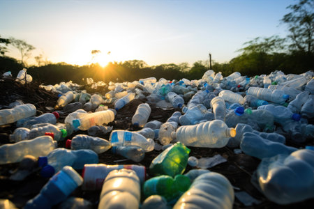 Plastic bottles in the trash, Pollution and Environment concept.の素材