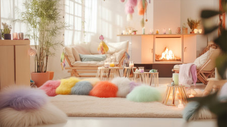 Cozy living room interior with sofa and armchair, closeupの素材
