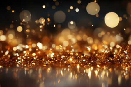 Abstract golden bokeh background with defocused lights.の素材