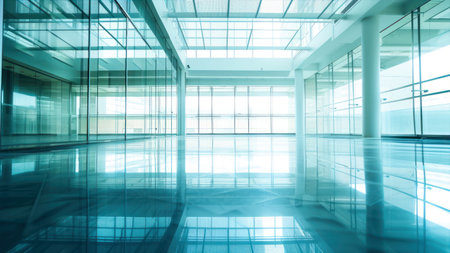 interior of modern office building, blue toned image, backgroundの素材