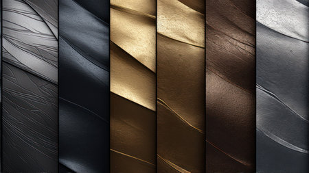Set of gold, silver and black metal texture. Template for designの素材