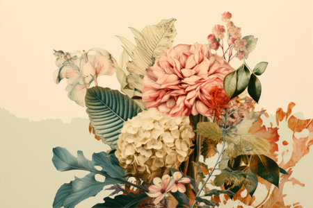 Flower bouquet in vintage color tone. Abstract floral background.の素材