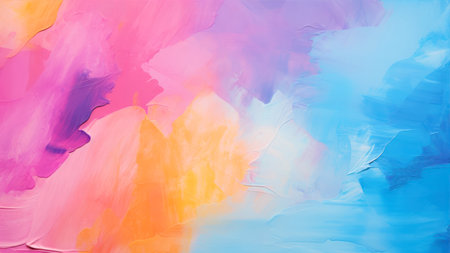 Abstract acrylic paint background in blue, orange, pink and yellow colorsの素材