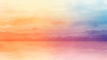 Sea foggy landscape background in pastel colors. Digital art painting.の素材