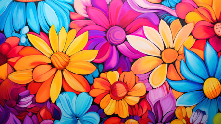 Colorful daisies background. Floral background. Vector illustration.の素材