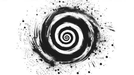 Black and white grunge texture. Abstract ink background. Vector illustration.の素材