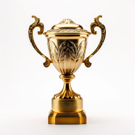 Trophy cup isolated on white background. Golden trophyの素材