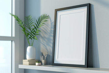 Mock up poster frame in modern interior, 3d render illustrationの素材