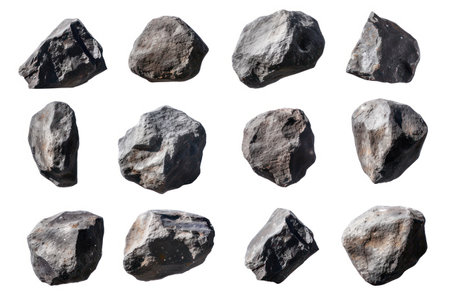 collection of various stones on white background. each one is shot separatelyの素材