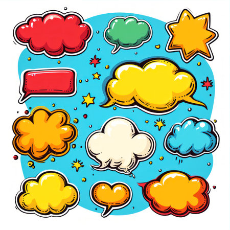 Comic speech bubbles set. Vector illustration in cartoon comic style.の素材