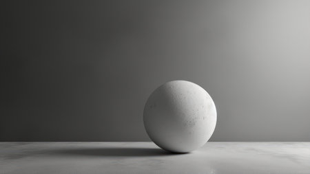 white ball on a gray background with shadowの素材