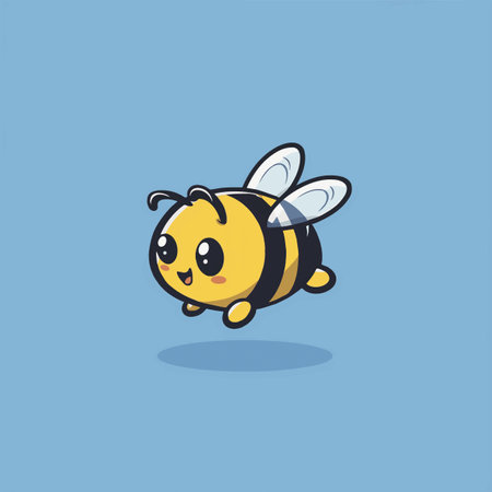 Cute cartoon bee flying in a simple flat vector illustration styleのイラスト素材