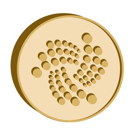 Iota crypto currency symbol, golden coin icon on a white background.のイラスト素材