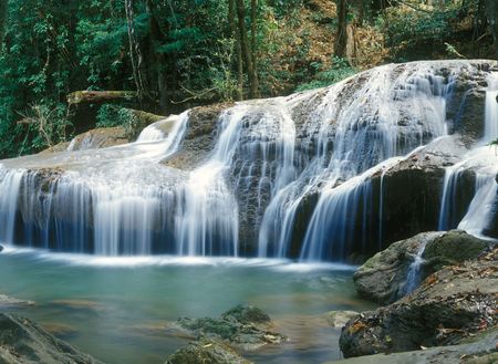 Panoramic view on famous Thailand waterfallの写真素材