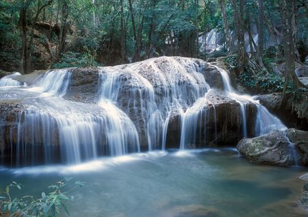 Panoramic view on famous Thailand waterfallの写真素材