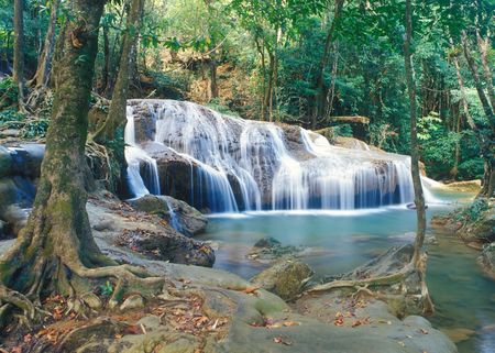 Panoramic view on famous Thailand waterfallの写真素材