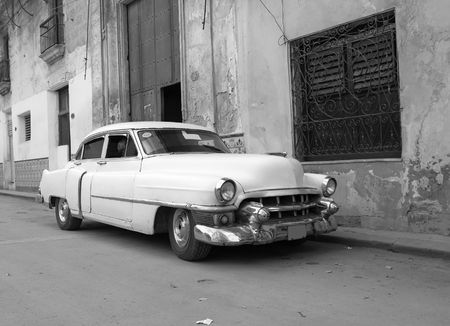 Classic old cars in Havana streetの写真素材