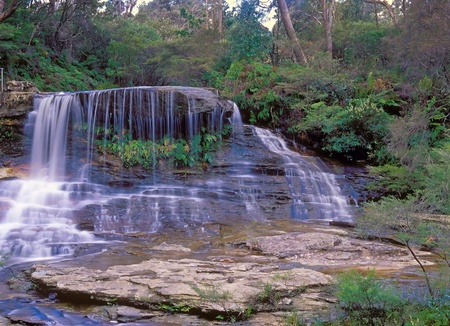 Small waterfall Blue Mountains National Park New South Wales Australiaの写真素材