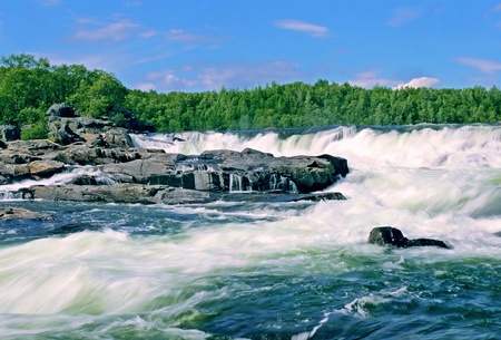 Panoramic view to Storfosen Falls is one of Europeâs largest untamed waterfalls の写真素材
