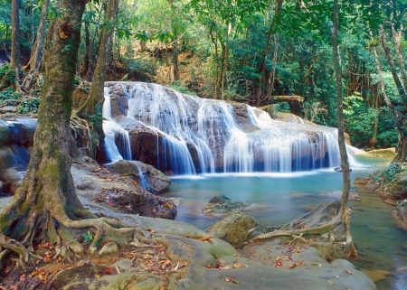 Panoramic view on famous Thailand waterfallの写真素材