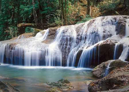 Panoramic view on famous Thailand waterfallの写真素材