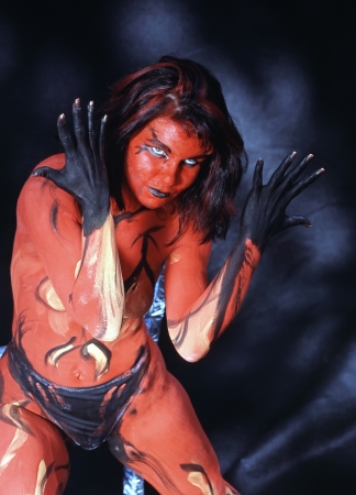 Bodypainting girl to Halloween holidays partyのeditorial素材