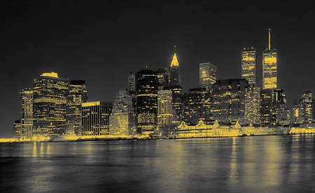 Panoramic view on night lights og New York Cityの写真素材