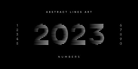 Numbers set logo lines abstract art modern typography typeface vector illustrationのイラスト素材