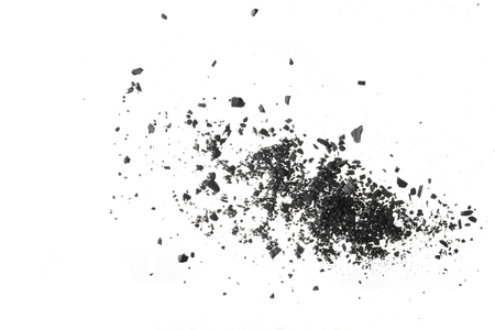 Pile of Carbon charcoal  dust on white backgroundの写真素材