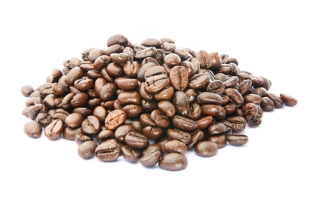Coffee beans on white backgroundの写真素材