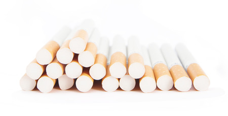 Cigarettes on white backgroundの写真素材