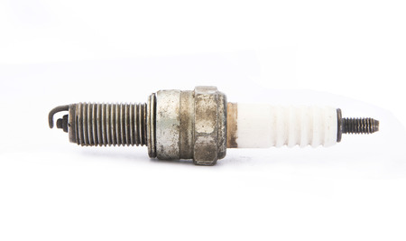 Old Spark plug car on white backgroundの写真素材