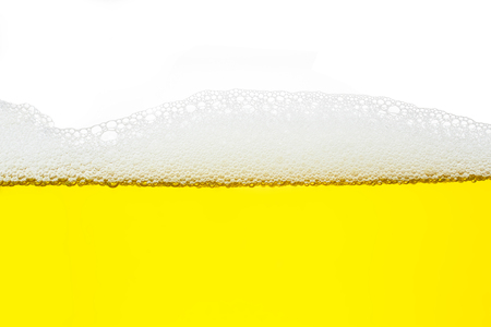 Transparent yellow liquid  dishwasher or soap in clear  with bublle isolated on white background object for designの写真素材