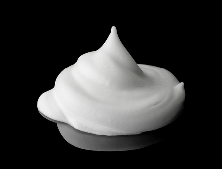 Soap foam Shaving cream bubble isolated on black background object health conceptの写真素材