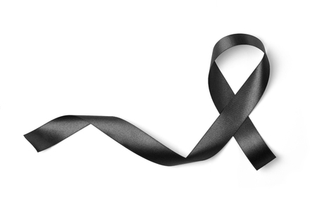 Black ribbon isolated on white background , Photo objectの写真素材