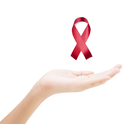 empty female hand holding isolated on white backgroundの写真素材