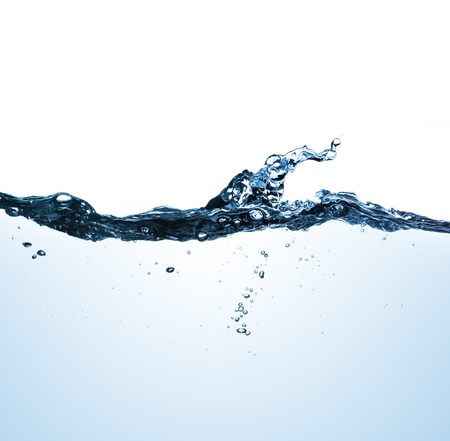 Water splash and bubbles on white backgroundの写真素材