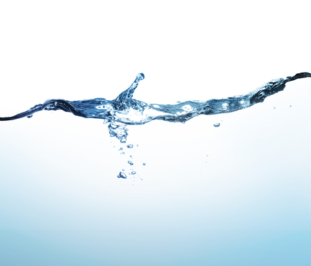Water splash and bubbles on white backgroundの写真素材