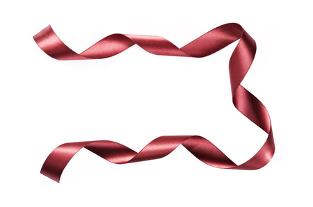 Red ribbon frame isolated on white background photo object holiday christmas happy new year conceptの写真素材