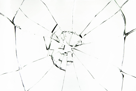 Broken glass on white backgroundの写真素材