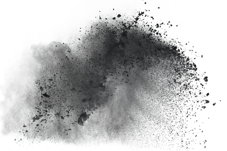 Black powder or dust explosion isolated on black background  freeze stop motion object designの写真素材