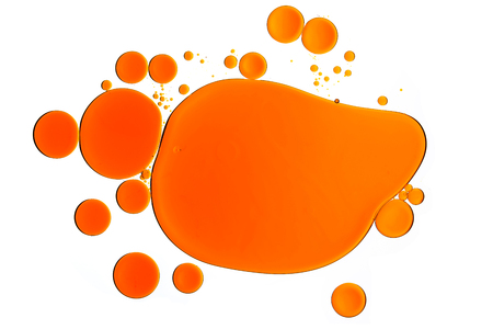 Drop oil of motor car or bubble olive yellow water juice syrup liquid isolated on white background photo objectの写真素材