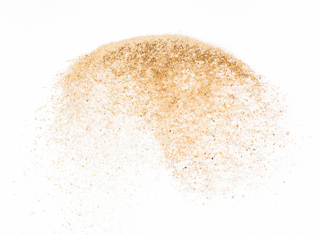 Sand flying explode on white background ,throwing freeze stop motion object designの写真素材
