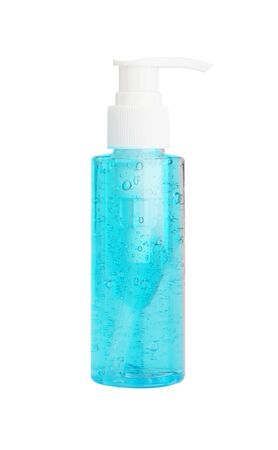Bottle blue hair gel or alcohol gel islated on white background beauty health care protect corona virus covid 19の写真素材