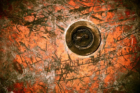 Old dirty background of an orange shade, with a grease  coverの写真素材