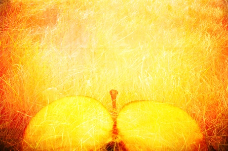 Art texture. An abstract background, a yellow apple in style grungeの写真素材