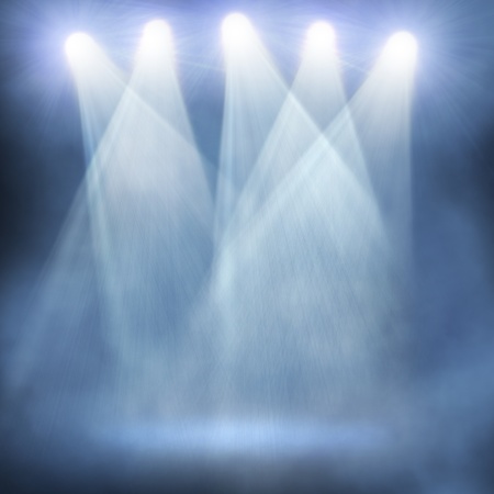 Spotlight  blue on smog backgroundの写真素材