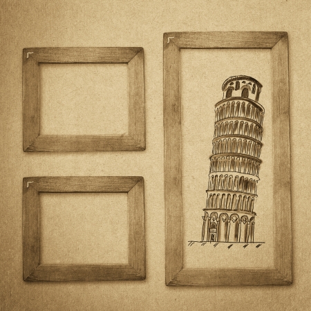 vintage paper texture, grunge wood frame backgroundの写真素材